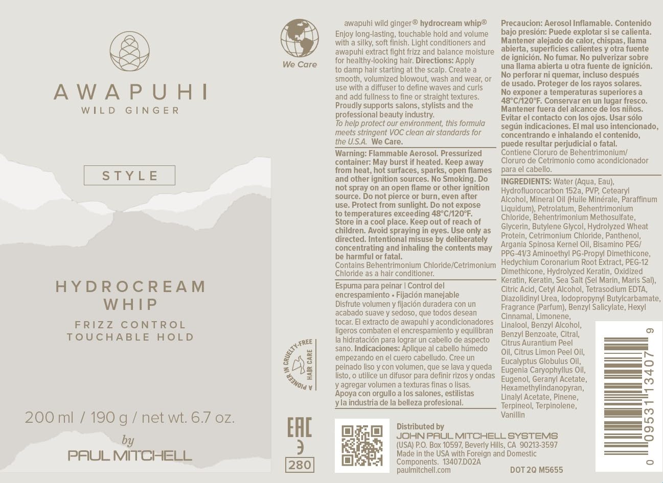 Paul Mitchell Awapuhi Wild Ginger HydroCream Whip Mousse