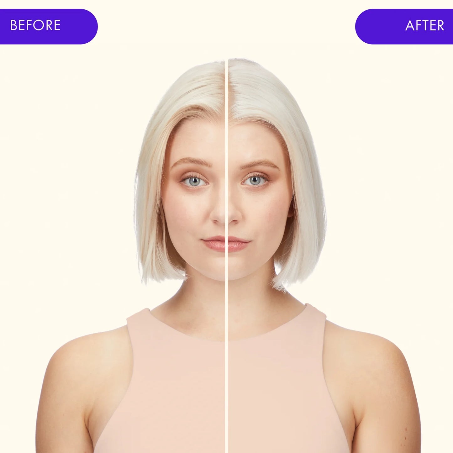 Amika Bust Your Brass Cool Blonde Repair Conditioner before and after
