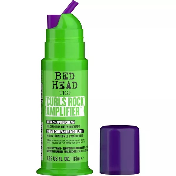 TIGI Bed Head Curls Rock Amplifier Curly Hair Cream for Defined Curls bottle and cap display