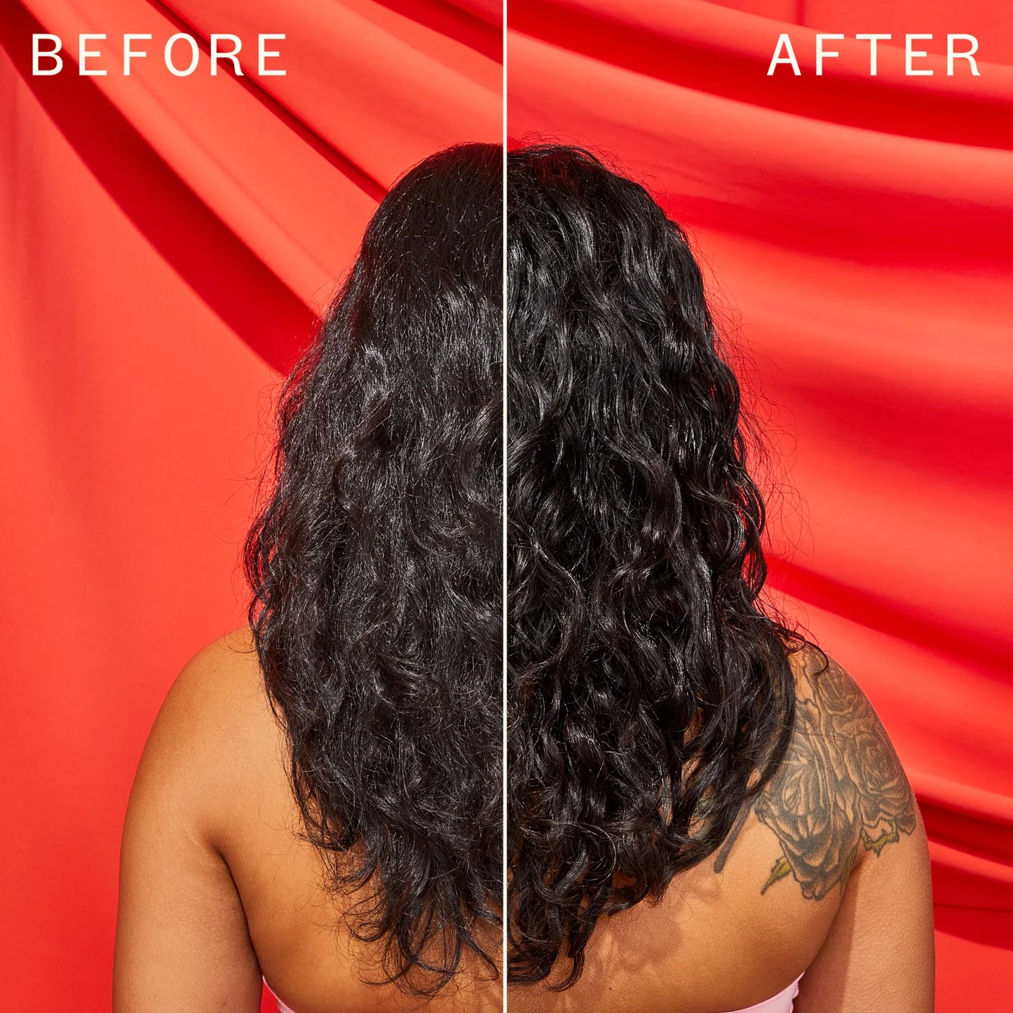 Amika Top Gloss Hair Shine Spray before and after