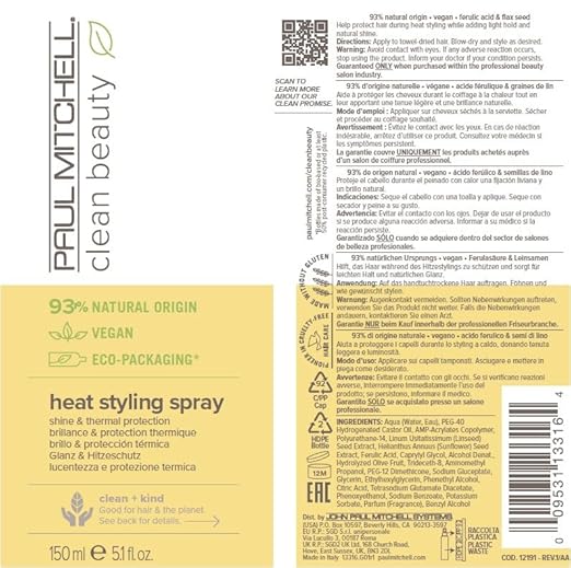 Paul Mitchell Clean Beauty Heat Styling Spray