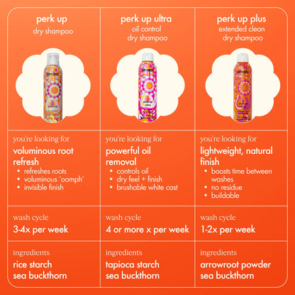 Salon Blissful -Amika Perk Up Plus Extended Clean Dry Shampoo chart