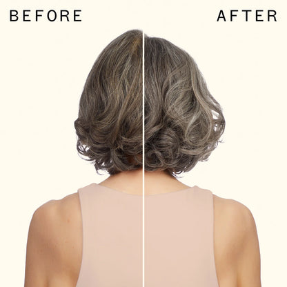 Amika Bust Your Brass Cool Blonde Intense Repair Hair Mask before and after