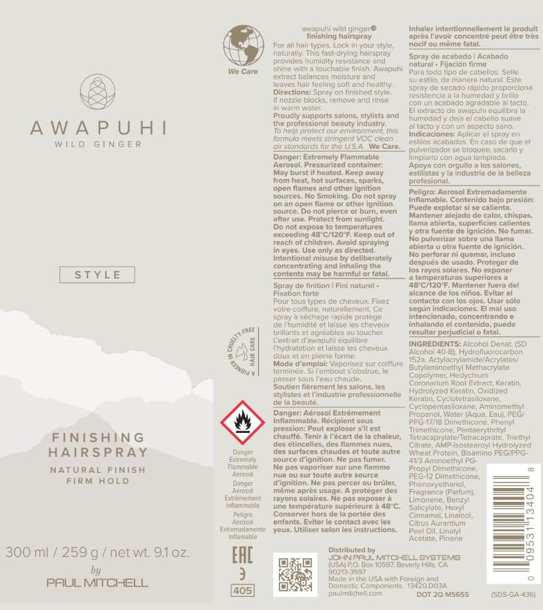 Paul Mitchell Awapuhi Wild Ginger Finishing Spray