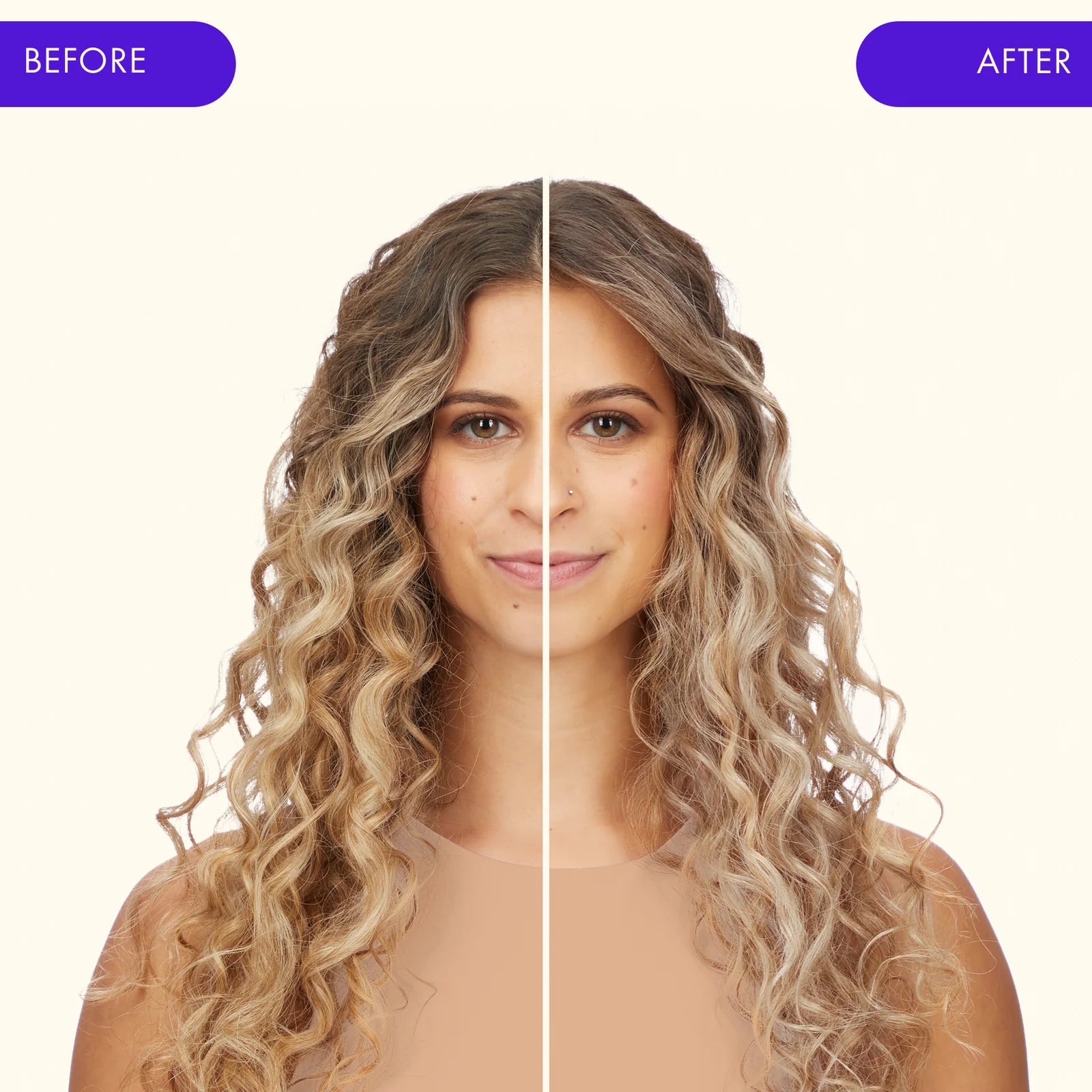 Amika Bust Your Brass Cool Blonde Repair Conditioner before and after