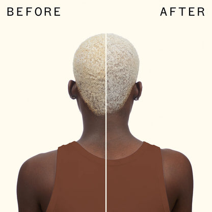 Amika Bust Your Brass Cool Blonde Intense Repair Hair Mask BEFORE AND AFTER