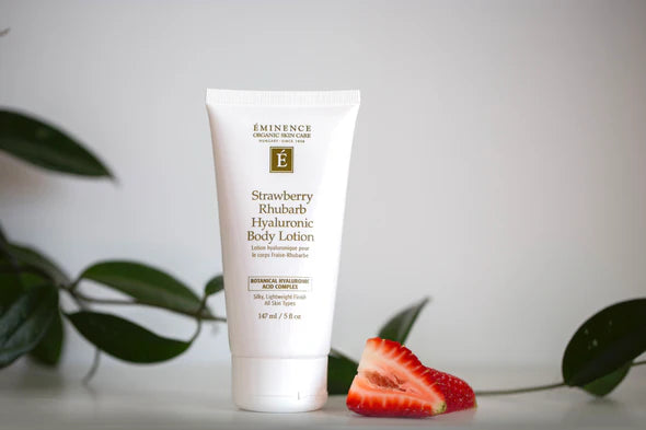 Eminence Strawberry Rhubarb Hyaluronic Body Lotion flatlay