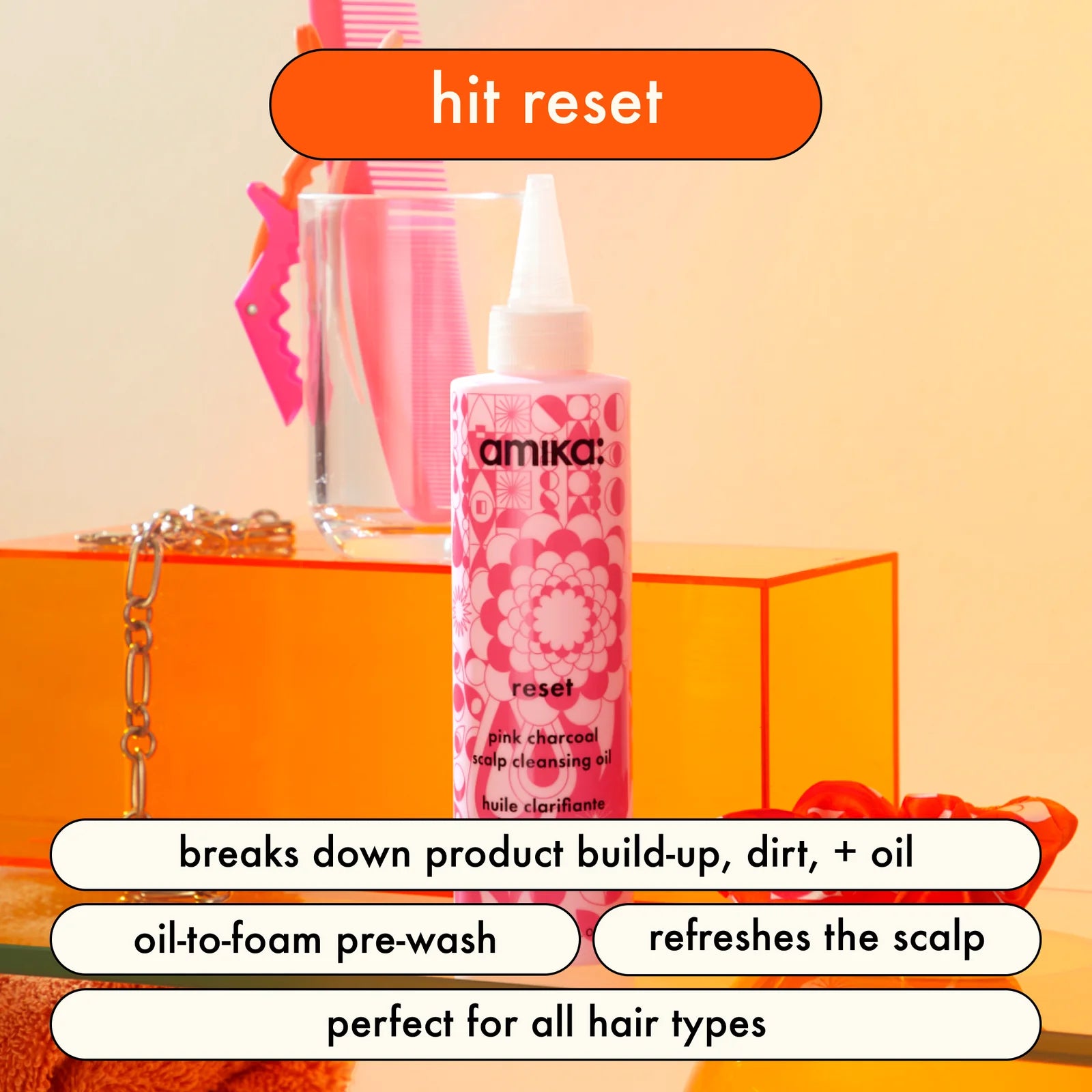 Amika Reset Pink Charcoal Scalp Cleansing Oil