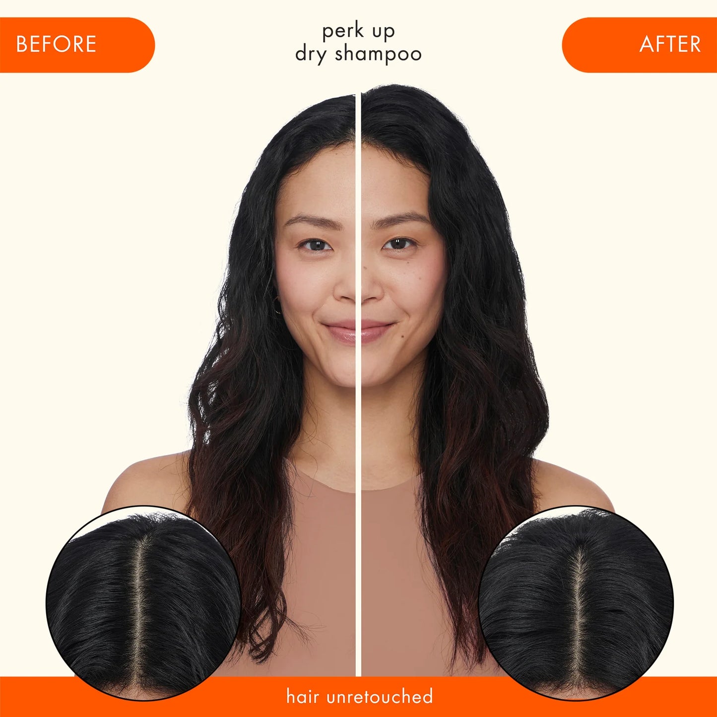 Amika Perk Up Talc-Free Dry Shampoo before after