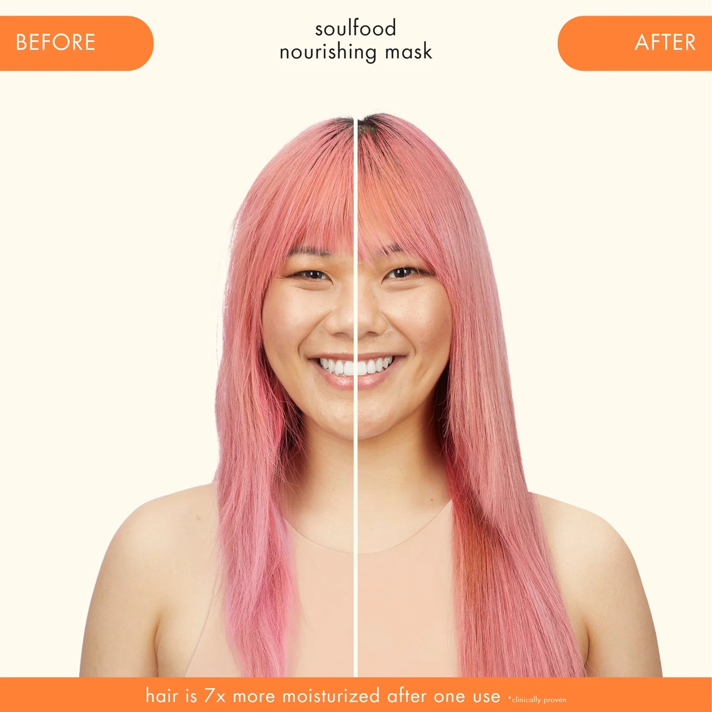 Amika Soulfood Nourishing Hair Mask before and after